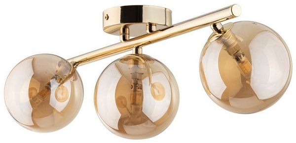 Licht-Erlebnisse Deckenleuchte MIEKE, ohne Leuchtmittel, Metall Rauchglas 47 cm 3-flammig G9 in Gold Bernstein