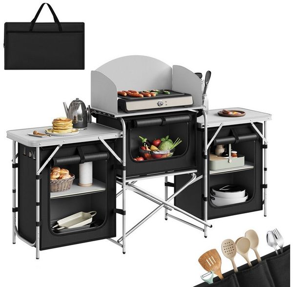 Woltu Campingschrank (1-St) faltbar, Outdoor Küche mit Arbeitsplatten Staufächern