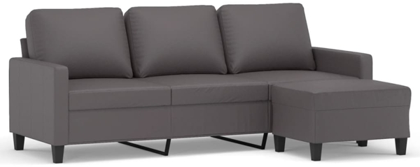 vidaXL 3-Sitzer-Sofa mit Hocker Grau 180 cm Kunstleder 3201026