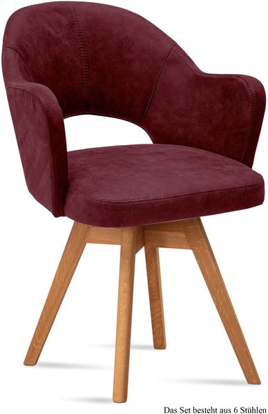 Armlehnstuhl drehbar (6er-Set) Dosya 59x87x61 Eiche geölt/Marsala