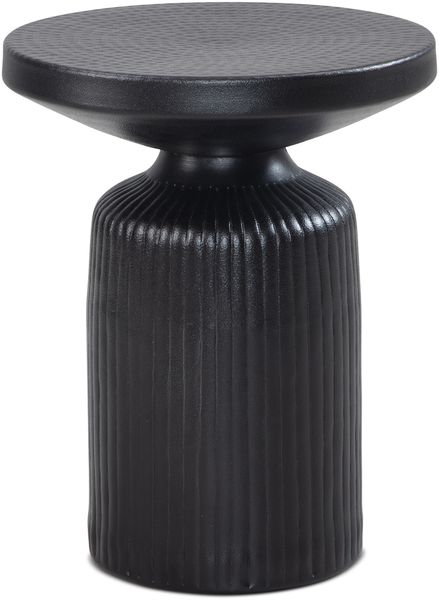 Beistelltisch 40 x 40 x 50 cm Metall Schwarz Anstelltisch Rund, Hammerschlag Wohnzimmertisch Wellen-Muster, Sofatisch Aluminium Lamellen-Optik, Kleiner Tisch Wohnzimmer Modern