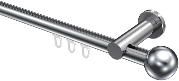 Innenlauf-Gardinenstangen-Set Platon Luino 140 cm, 1-läufig, 20 mm Ø Chrom
