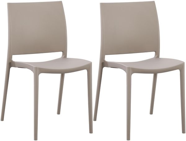 CLP 2er Set Gartenstühl Meton mit Lehne stapelbar wetterfest UV-beständig bis 150 kg,taupe