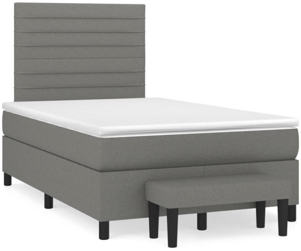 vidaXL Boxspringbett mit Matratze Dunkelgrau 120x190 cm Stoff 3270363