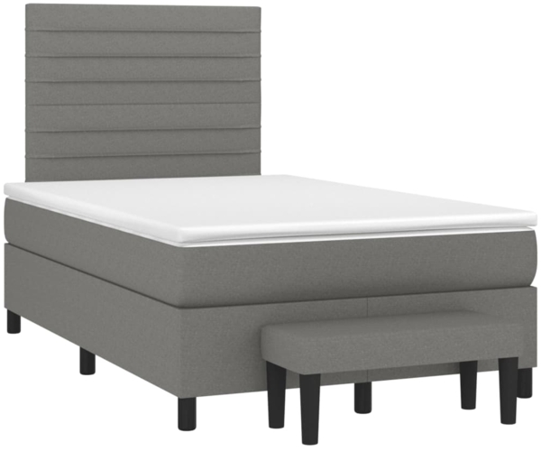 vidaXL Boxspringbett mit Matratze Dunkelgrau 120x190 cm Stoff 3270363