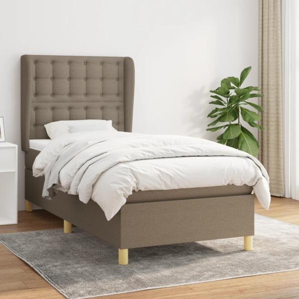 Boxspringbett mit Matratze Stoff Taupe 80 x 200 cm, Härtegrad: H2 [3128801]