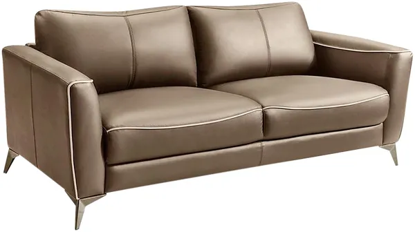 Vente-unique - BATUCO Sofa Leder Braun - B 86 cm x H 82 cm x L 200 cm