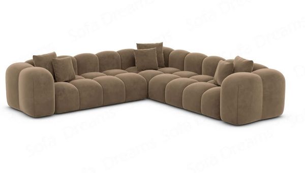 Polster Ecksofa Formentera L-Form - Samtstoff - Braun
