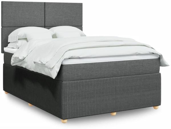 vidaXL Boxspringbett mit Matratze Dunkelgrau 140x190 cm Stoff 3294345