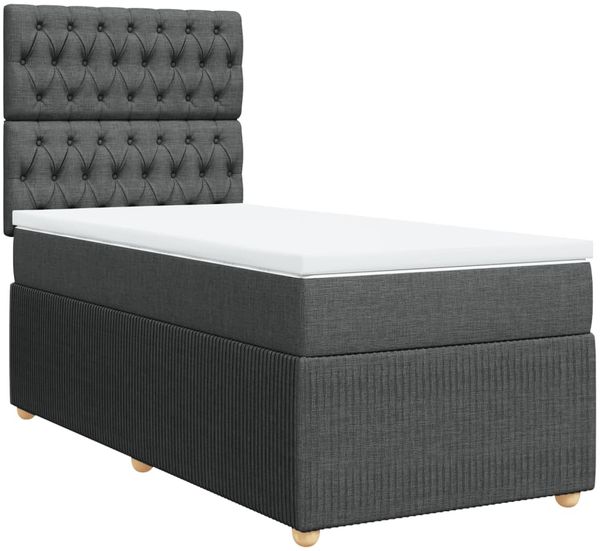 vidaXL Boxspringbett mit Matratze Dunkelgrau 90x200 cm Stoff 3294247 Bild 3
