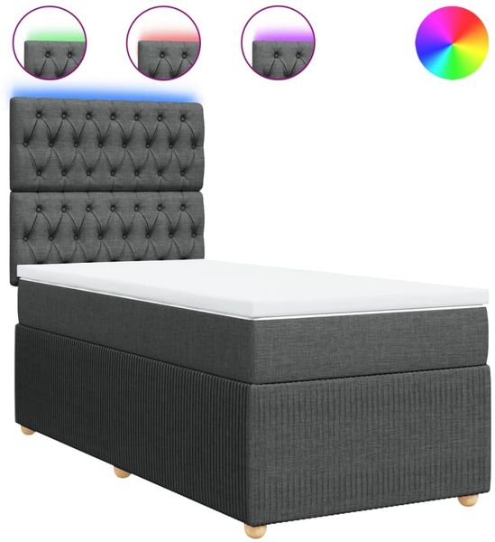 vidaXL Boxspringbett mit Matratze Dunkelgrau 90x200 cm Stoff 3294247 Bild 2
