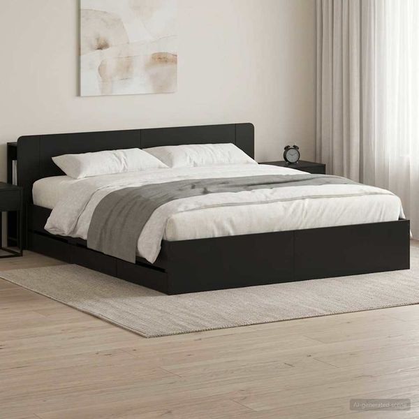 vidaXL Bettgestell mit Stauraum Schwarz 200x200 cm Holzwerkstoff 3433985