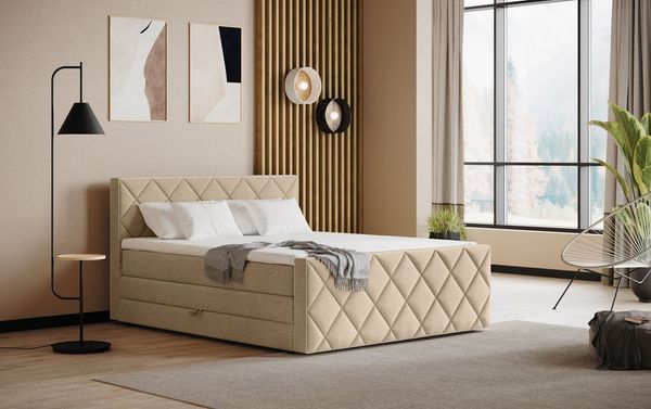 COTTA Boxspringbett Tower inkl. Bettkasten, mit Keder in abgesetzter Farbe, in verschiedenen Breiten, Härtegraden und Farben erhältlich