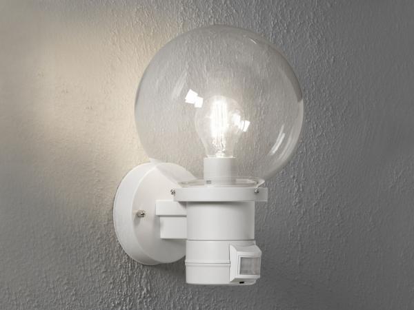 KONSTSMIDE No. 7321-250 Aussenwandleuchte Nemi mit Bewegungsmelder E27 Weiß Acrylglas