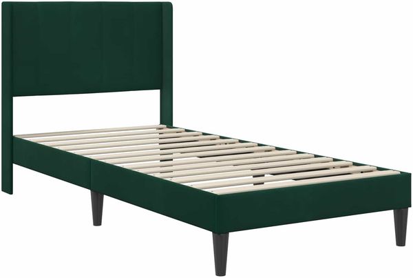 vidaXL Bettrahmen mit Kopfteil Dunkelgrün 90 x 200 cm Samt 42027481 Bild 3