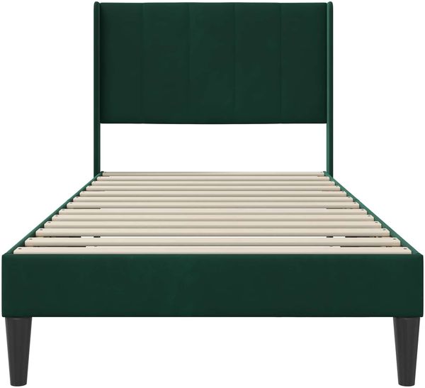 vidaXL Bettrahmen mit Kopfteil Dunkelgrün 90 x 200 cm Samt 42027481 Bild 4