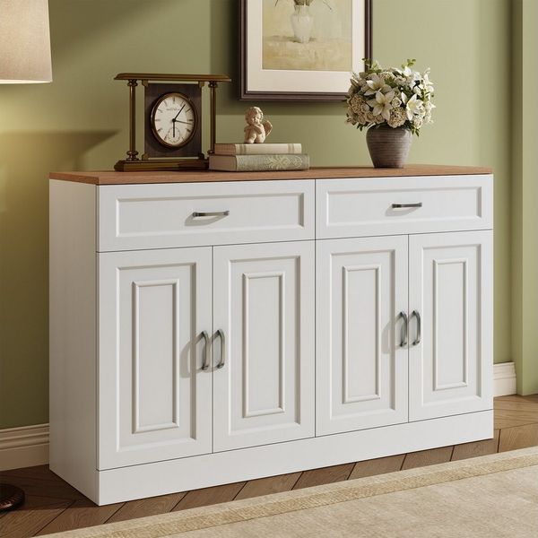 MODFU Sideboard Sideboard (Kommode, Anrichte, Esszimmerschrank, 1 St, 120 x 35 x 80,5 cm), mit Regalen, Rebounder