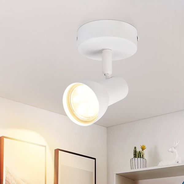 ZMH Deckenstrahler 1 Flammig Deckenleuchte Flur - Deckenlampe Modern Design Weiß Strahler Innen GU10 Metall Deckenspots 350°Schwenkbar Spots für Schlafzimmer Wohnzimmer Küche(Ohne Leuchtmittel)