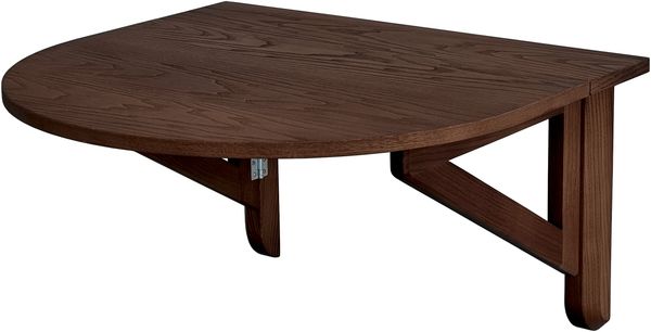 Wandklapptisch Halboval Klapp, 70x65 cm, für 2 Personen, Eschenplatte in Nussbaumfarbe, Klapptisch, kleiner Schreibtisch, Ragaba