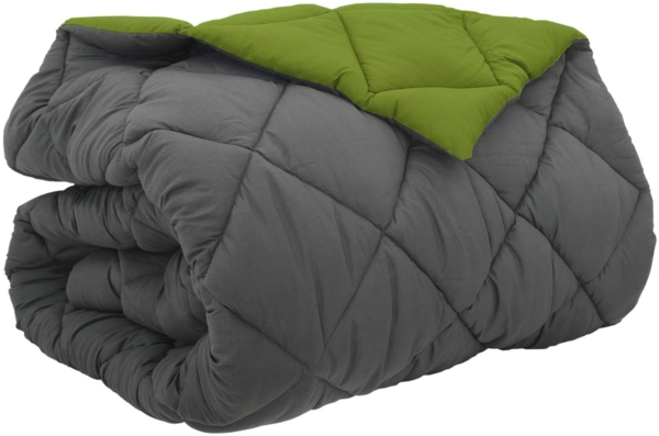 vidaXL Winterbettdecke Grün und Anthrazit 200x200 cm Mikrofaser 42025683