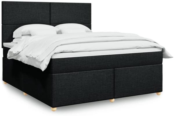 vidaXL Boxspringbett mit Matratze Schwarz 180x200 cm Stoff 3293654