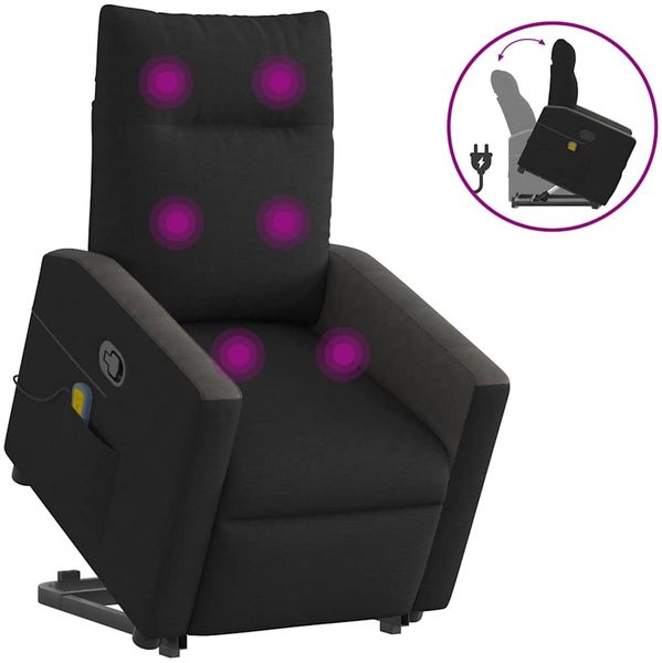 vidaXL Massagesessel mit Aufstehhilfe Schwarz Stoff 3324061