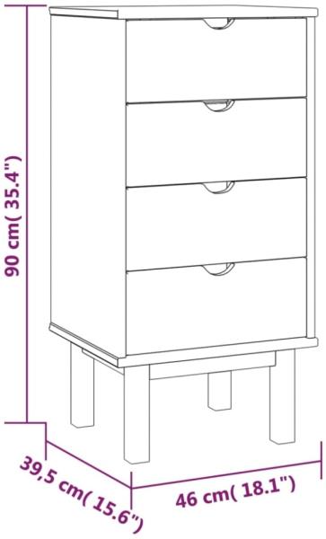 vidaXL Schubladenschrank OTTA Braun & Weiß 45x39x90 cm Massivholz 348581 Bild 3