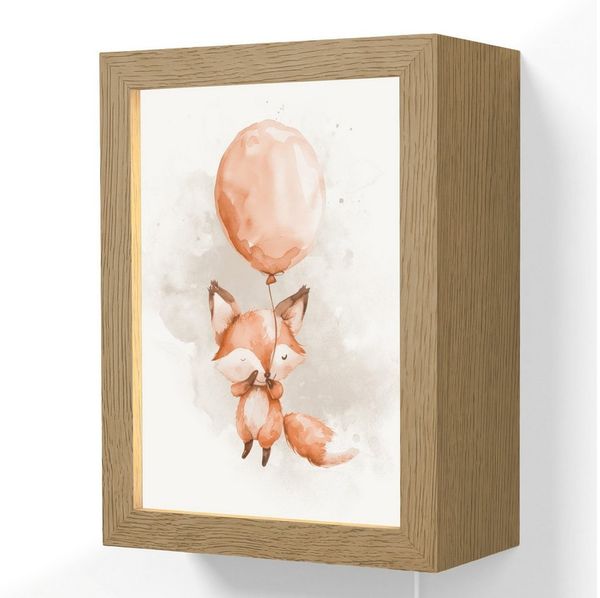 OnlyWow Wandleuchte Lightbox Fuchs - Pastellfarben - Tier - Mädchen, Dimmbar, Farbwechsel, LED, Warmweiß, Kaltweiß, Neutralweiß Einstellbar, Wandlampe Innen, Dimmbar, mit Kabel, LED, Beleuchtung, Kinderzimmer