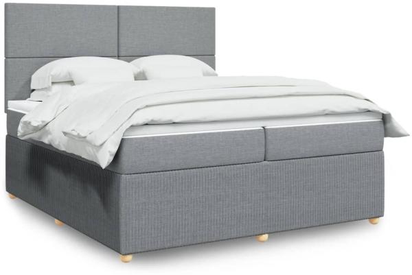 vidaXL Boxspringbett mit Matratze Hellgrau 200x200 cm Stoff 3292156