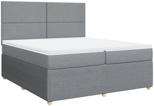 vidaXL Boxspringbett mit Matratze Hellgrau 200x200 cm Stoff 3292156