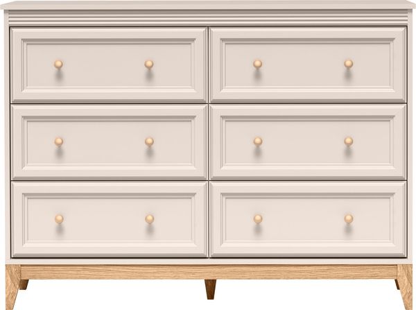 AX LIVING Kommode Nymphen Cashmere 6 Schubladen MDF Eiche Beine
