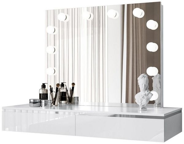 Lookway Schminktisch AURORA SILVER ELITE – Hängender Schminktisch mit Spiegel (1x Konsole 1x Spiegel), Breite: 102 cm