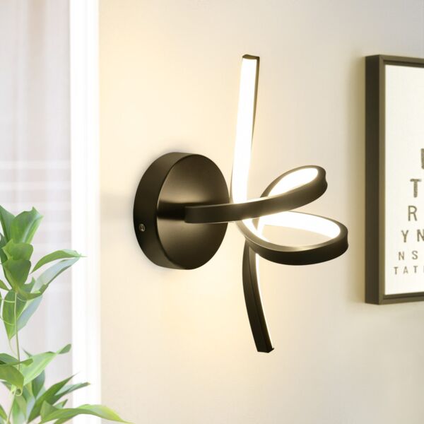 ZMH Wandleuchte Innen LED Wandlampe Schwarz: Wand Lampe für Treppenhaus Flur Wohnzimmer Schlafzimmer Balkon Modern Design Aluminium Wandbeleuchtung - 7W Warmweiß 3000K