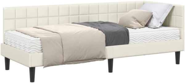 vidaXL Eckbettgestell mit Matratze mit Kopfteil 2 pcs Creme Samt 3393965