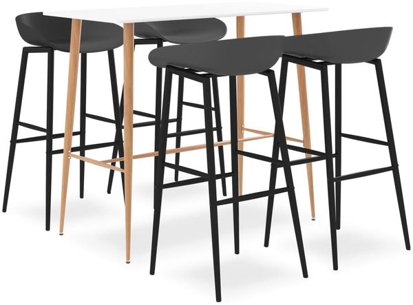 vidaXL 5-tlg. Bar-Set Weiß und Grau [3057439]
