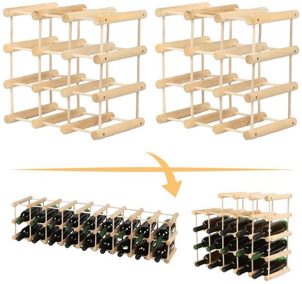 Modo24 Flaschenregal RW7 Eiche Nadelholz Massivholz Für 12 bis 76 Flaschen oder mehr, Weinregal Modular Flaschenregal Weinständer Flaschenständer