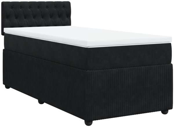 vidaXL Boxspringbett mit Matratze Schwarz 100x200 cm Samt 3287670