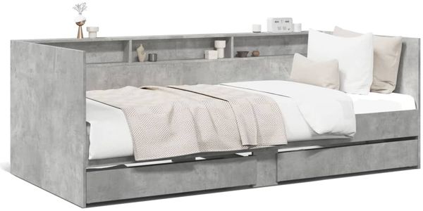 vidaXL Tagesbett mit Schubladen ohne Matratze Betongrau 75x190 cm 3280863 Bild 2