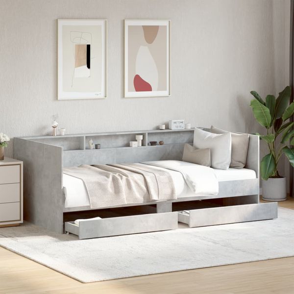 vidaXL Tagesbett mit Schubladen ohne Matratze Betongrau 75x190 cm 3280863