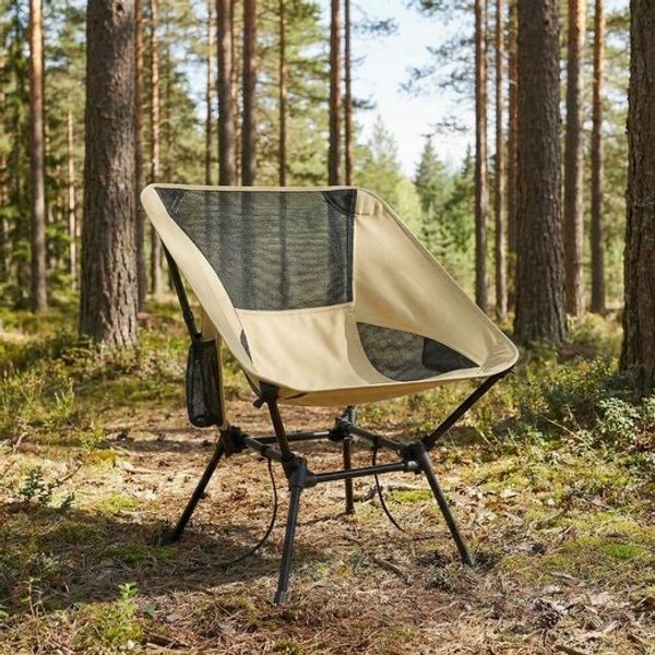 SONGMICS Faltbarer Outdoor Stuhl 2er Set, höhenverstellbarer Campingstuhl mit Stahlrahmen, 2 Seitentaschen, für Reisen, braun