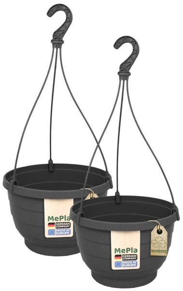 Heimwerkercenter Blumentopf MePla - 2 Stück Wetterfestes Ampel KOMET - ø20 cm - Anthrazit