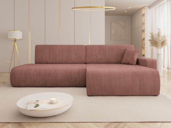 Ecksofa Pixalo O Cord (Farbe: Poso 29, Seite: Rechts)