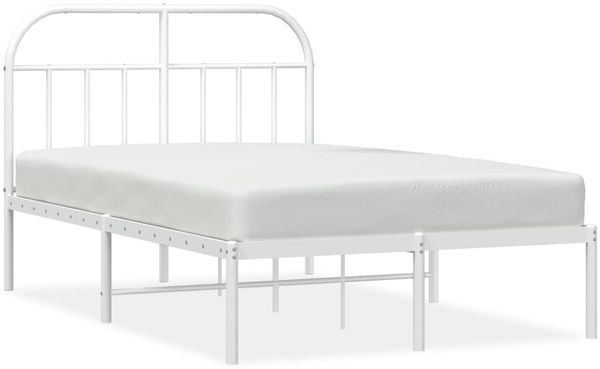 Einzelbettgestell Design für Erwachsene mit Kopfteil Metall Weiß 120x190 cm d2911e