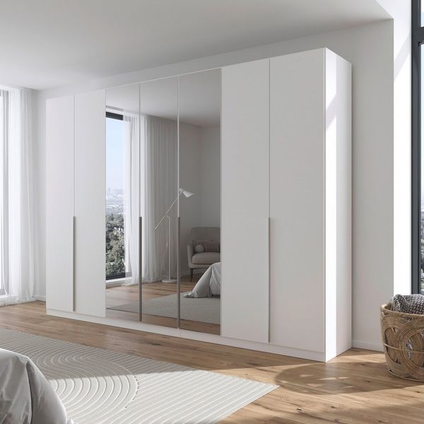 rauch Drehtürenschrank Kleiderschrank Schrank Garderobe AGORDO mit Dekor- oder Hochglanzfront (in zwei Griff-Farben) durchdachte Innenausstattung, in 6 Breiten und 2 Höhen MADE IN GERMANY