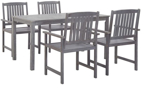 vidaXL 5-tlg. Garten-Essgruppe Grau Massivholz Akazie 45940