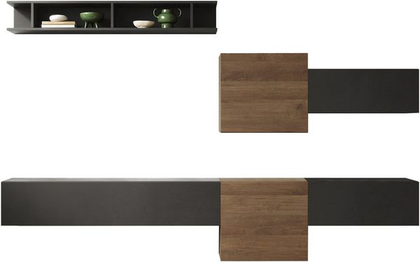Home affaire Wohnwand Infinity, 6tlg. Breite 262 cm, Höhe variabel, Schrankwand, Anbauwand, (Lowboard hängend, 2x Hängeschrank, 2x Hängewürfel, Wandregal)