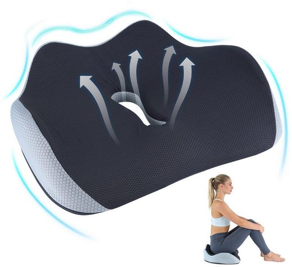BlingBin Stuhlkissen Sitzkissen aus Memory-Schaum, Ergonomisches Rückenschmerzen, Lindert Hüftschmerzen, geeignet für Rollstühle, Autos und Flugzeuge