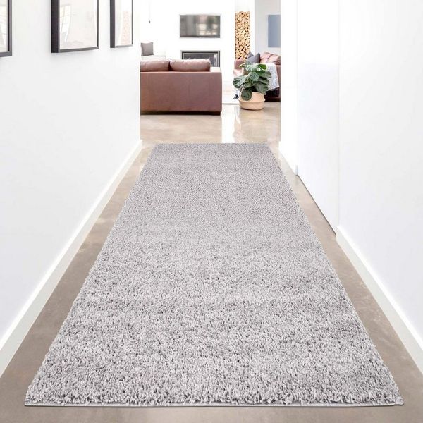 Carpet City Hochflor-Läufer Shaggi uni 500, rechteckig, Höhe: 30 mm, Shaggy-Teppich, Uni Farben, ideal für Flur & Diele, Langflor, Weich