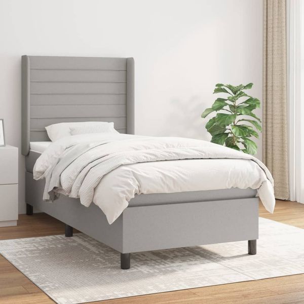 vidaXL Boxspringbett mit Matratze Hellgrau 80x200 cm Stoff 3131465