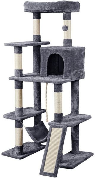 Yaheetech Kratzbaum 160 cm (H), Katzenbaum Spielhaus für Katzen, mit Katzenhaus & Hängematte